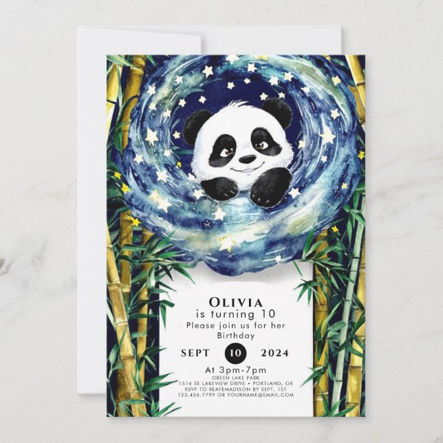 Cute Boho Panda Birthday Invitation (Front)