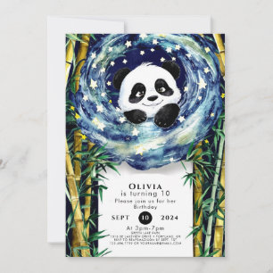 Cute Boho Panda Birthday Invitation