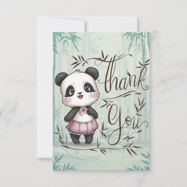 Cute Boho Panda  Thank You Card (Front)