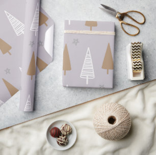 Cute Boho Pastel Christmas Tree Woodland Holidays Wrapping Paper