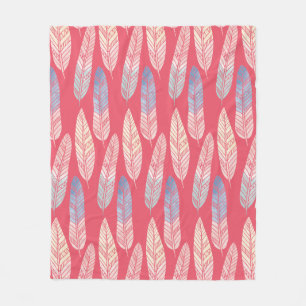 Cute boho pattern pastel coloured feathers artsy fleece blanket