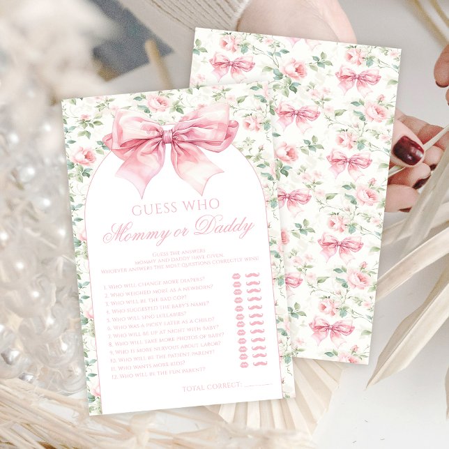 Cute boho pink bow floral baby girl shower games (Creator Uploaded)