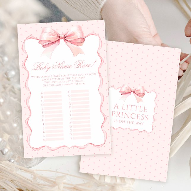 Cute boho pink bow ribbon baby girl shower games (Creator Uploaded)