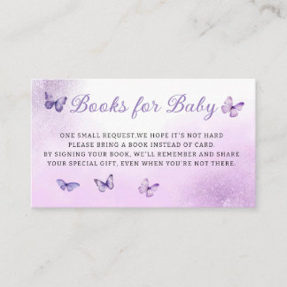 Cute Boho Purple butterfly books for baby ticket Enclosure Card