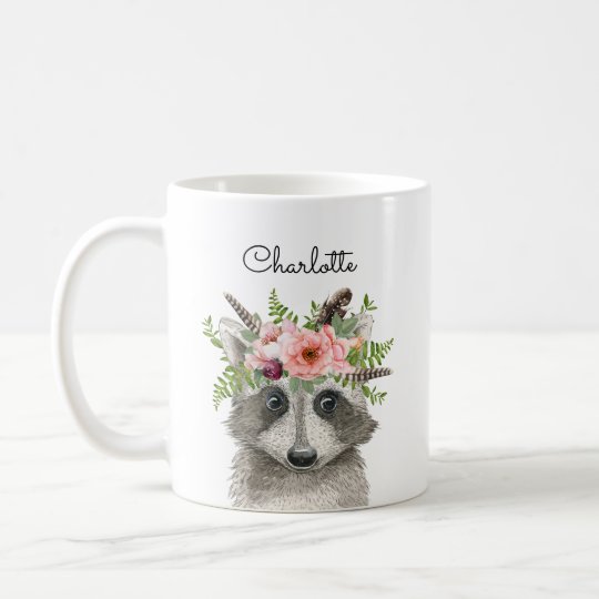 Raccoon I LOVE YOU Cute Coffee Cup Gift Adorable Watercolor Print Animal