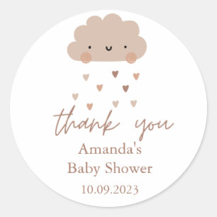 Cute Boho Rain Cloud Baby Shower Classic Round Sticker