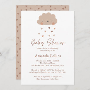 Cute Boho Rain Cloud Baby Shower  Invitation