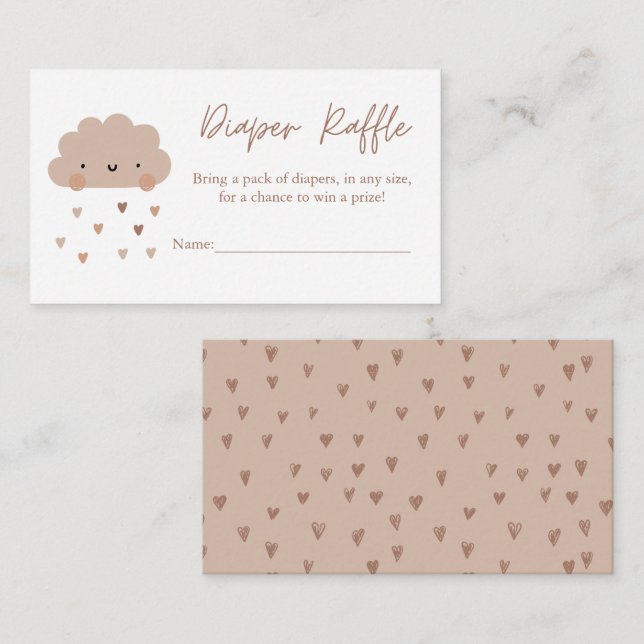 Cute Boho Rain Cloud Diaper Raffle Enclosure Card (Front/Back)