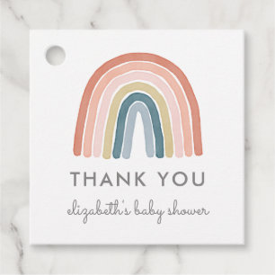 Cute Boho Rainbow Baby Shower Thank You Coral Favour Tags