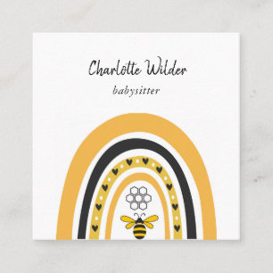 Cute Boho Rainbow Babysitter Business Card