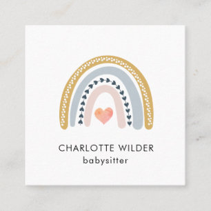 Cute Boho Rainbow Babysitter Business Card