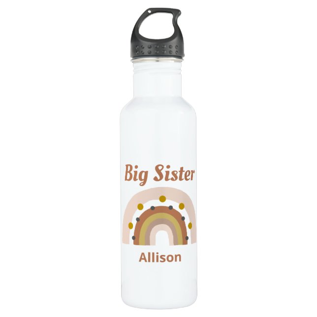 Cute Boho Rainbow Big Sister Personalised 710 Ml Water Bottle (Front)