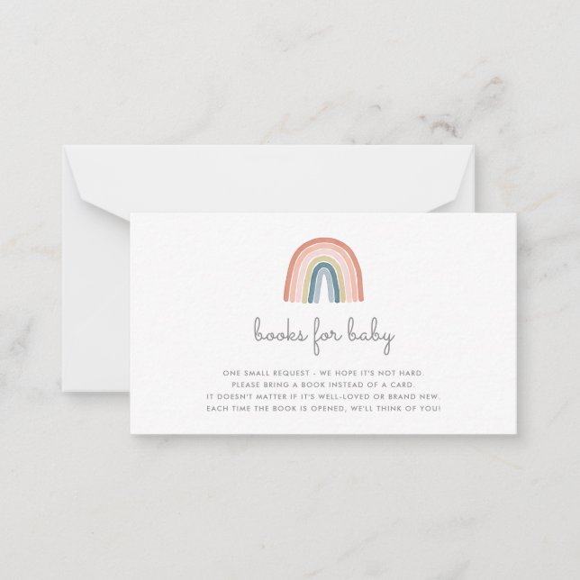 Cute Boho Rainbow Books for Baby Shower Coral Card (Front)