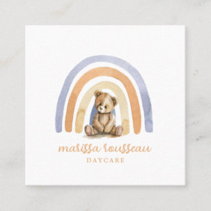 Cute Boho Rainbow Daycare Babysitter Childcare Square Business Card