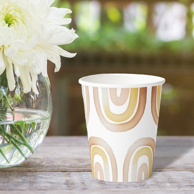 Cute Boho Rainbow Gender Neutral Baby Shower Paper Cups (Creator Uploaded)