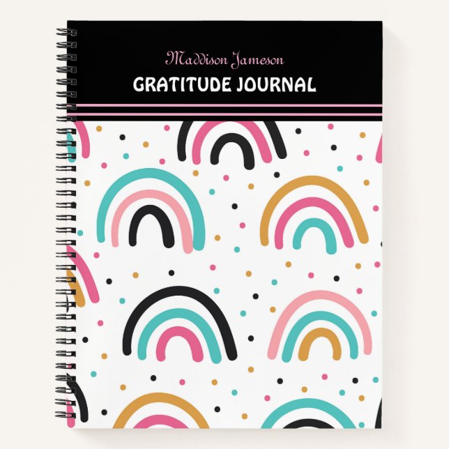 Cute Boho Rainbow Gratitude Journal  (Front)