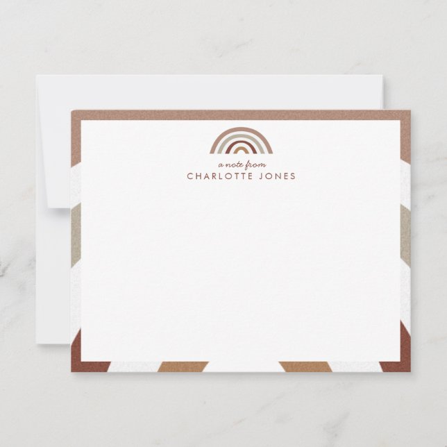 Cute Boho Rainbow Kids Stationery Card (Front)