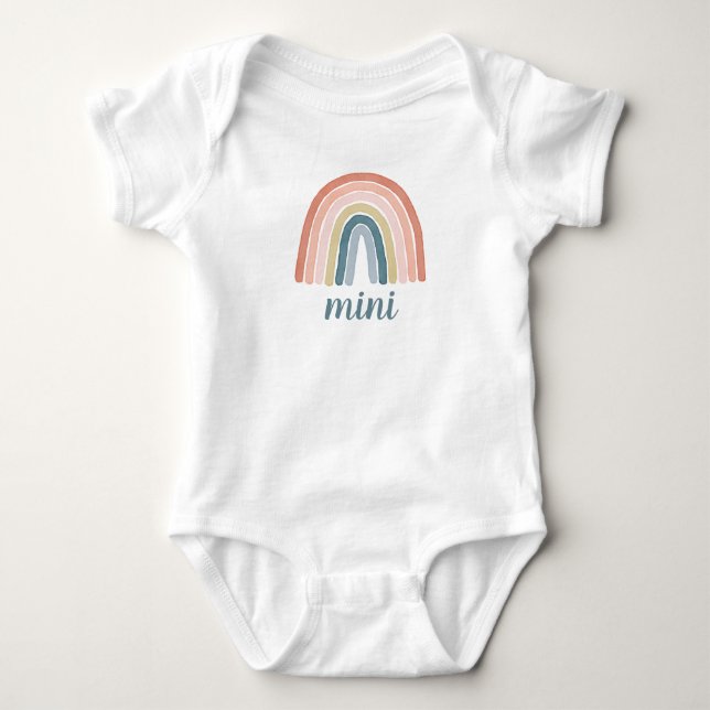 Cute Boho Rainbow Mini Script Matching Baby Bodysuit (Front)