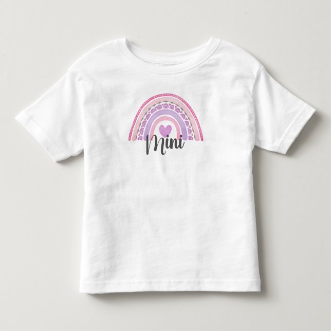 Cute Boho Rainbow Mini Script Matching Toddler T-Shirt (Front)