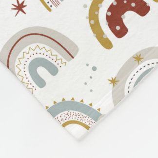 Cute Boho Rainbow Pattern Kids Fleece Blanket