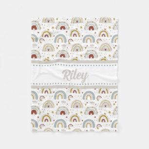Cute Boho Rainbow Pattern Kids Fleece Blanket