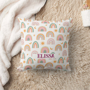 Cute Boho Rainbow Pattern Name Personalised Cushion