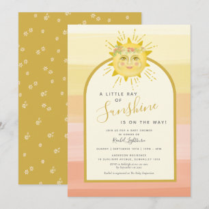 Cute Boho Rainbow Ray of Sunshine Baby Shower Invitation