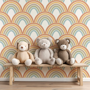Cute Boho Rainbow Scallop Pattern Kids Baby Wallpaper