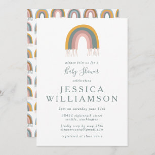 Cute Boho Rainbow Simple Baby Shower Invitation