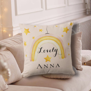 Cute Boho Rainbow with Gold Stars Cushion