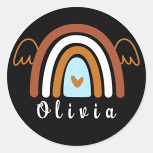 Cute Boho Rainbow with Personalised Name  Classic Round Sticker
