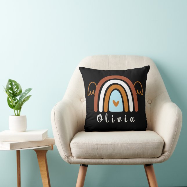Cute Boho Rainbow with Personalised Name Cushion (Chair)