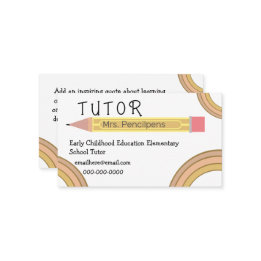 Cute Boho Rainbows Tutor Teacher Business Card