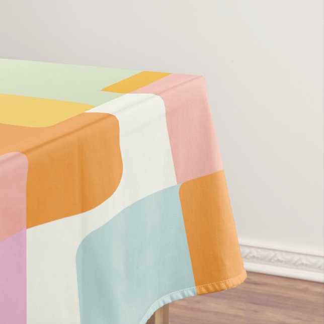 Cute Boho Retro Pastel Geometric Shape Art Tablecloth (In Situ)