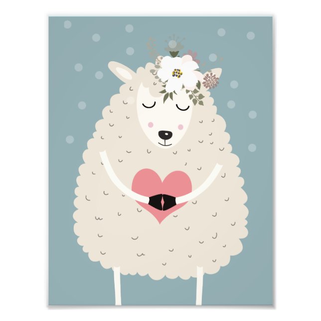 Cute Boho Sheep Nursery Decor Artwork Poster (Front)