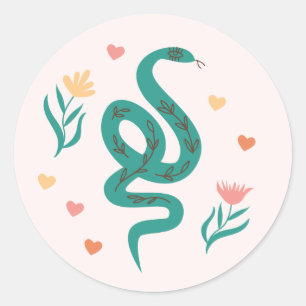 Cute Boho Snake & Wildflower Sticker