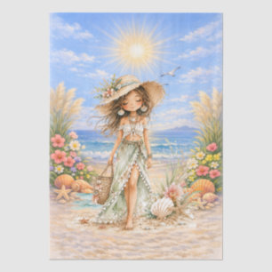 Cute Boho Style Girly Beach Scene Decoupage Tissue Paper