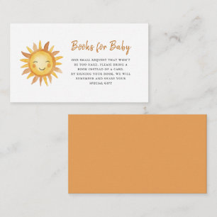 Cute Boho Sun Baby Shower Book Request Enclosure Card