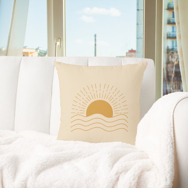 Cute Boho Sun Modern Minimalist  Cushion (Creator Uploaded)