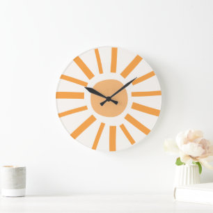 Cute Boho Sun Nursery Decor Large Clock