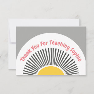 Cute Boho Sun Teacher Appreciation Thank You Card