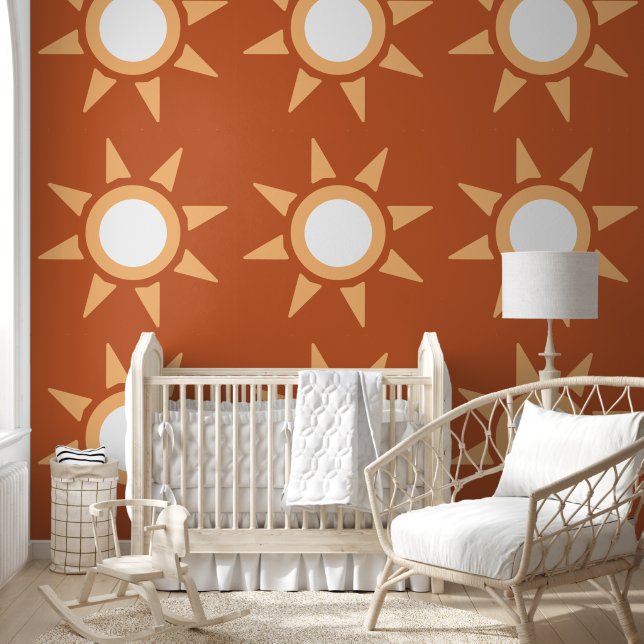 Cute Boho Sunshine Kids Nursery Room Wallpaper (Kids)