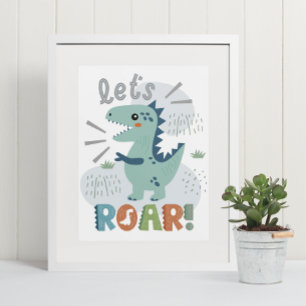 Cute Boho T-Rex Dinosaur Kids Room Nursery Decor