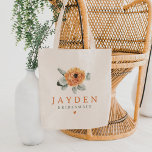 Cute Boho Terracotta Floral Bridesmaid Wedding Tote Bag<br><div class="desc">This bridesmaid tote features cute watercolor terracotta florals and simple serif font. So cute and simple for a botanical boho or fall wedding.</div>