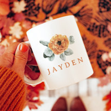 Cute Boho Terracotta Floral Greenery Custom Name