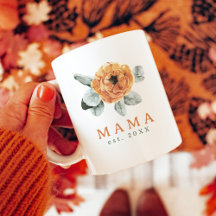 Cute Boho Terracotta Floral Greenery Mama Est.