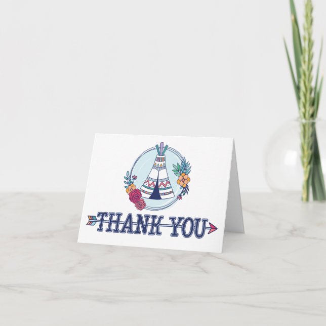 Cute Boho Tribal Thank You Card (Front)