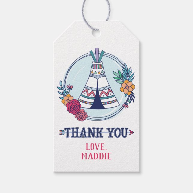 Cute Boho Tribal Thank You Favour Tag (Front)