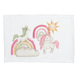 Cute Boho Unicorns and Rainbows Pillowcase