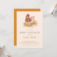 Cute Boho Watercolor Chicken Baby Shower